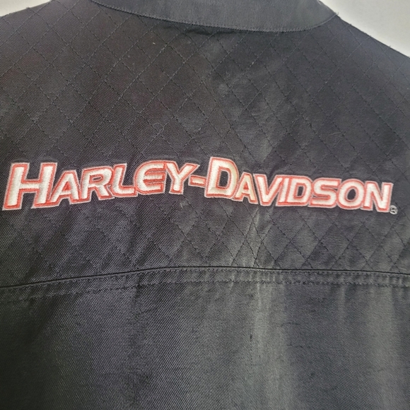 Harley Davidson Motorcycle Black/Orange Waxed Denim Zip Jacket Plus Size 1W - Picture 8 of 14